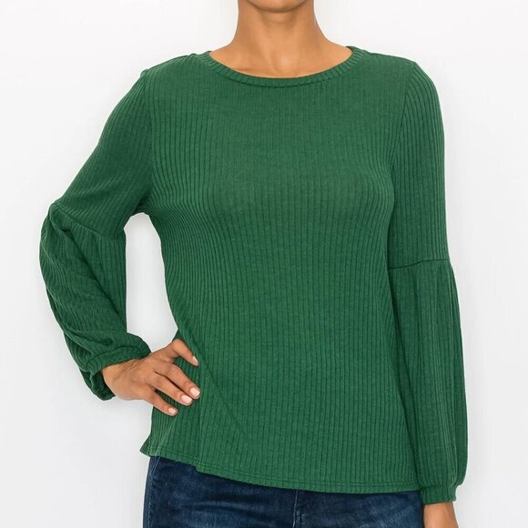 W5 Eden Balloon Sleeve Sweater Top in forest green Size L - Picture 1 of 12